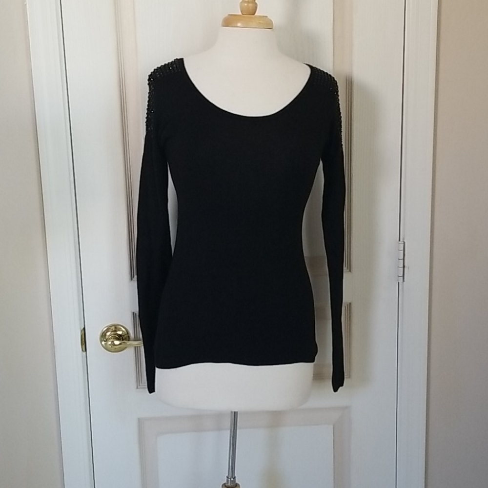 Express Black Beaded & Sequin Sweater